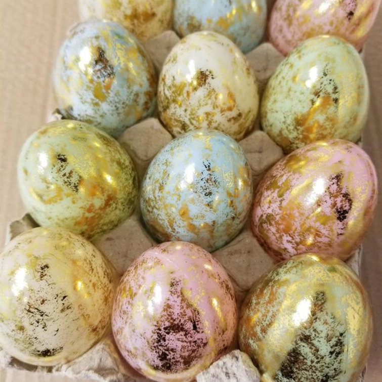 The Holiday Aisle® 12 Piece Foil Leaf Eggs Vase Filler Set Wayfair